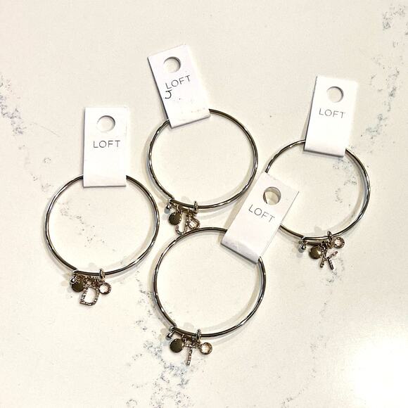 NWT LOFT Gold Tone Pave Rhinestone Initial Charm Bangle Bracelet - LETTER D - Picture 10 of 10